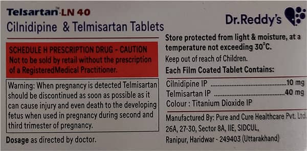 Telsartan Ln 10/40mg Strip Of 10 Tablets