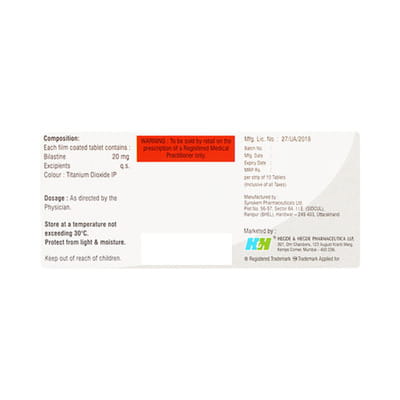 Bilatis 20mg Strip Of 10 Tablets