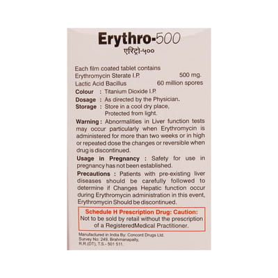 Erytho 500 Mg Strip Of 10 Tablets