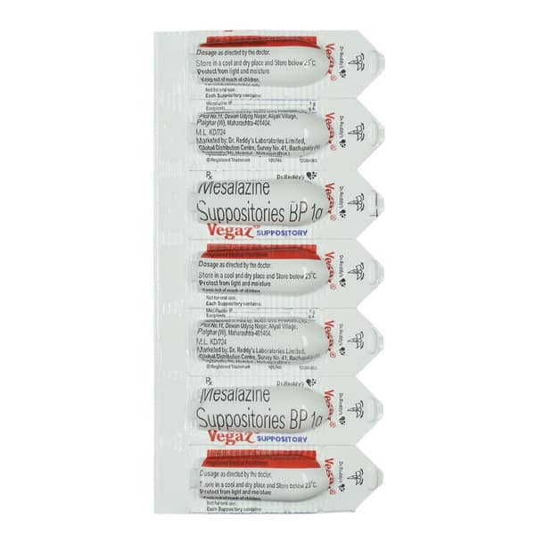 Vegaz 1Gm Strip Of 7 Suppositories