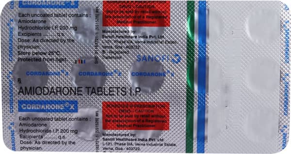 कोर्डेरोन एक्स 200एमजी की स्ट्रिप 15 टैबलेट्स