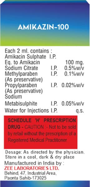 Amikazin 100Mg Vial Of 2Ml Injection