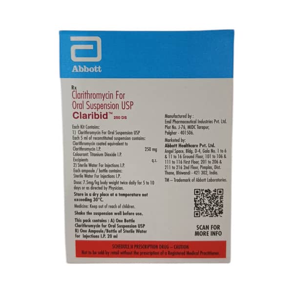 Claribid 250mg Ds Fruit Punch Flavour Bottle Of 30ml Dry Suspension