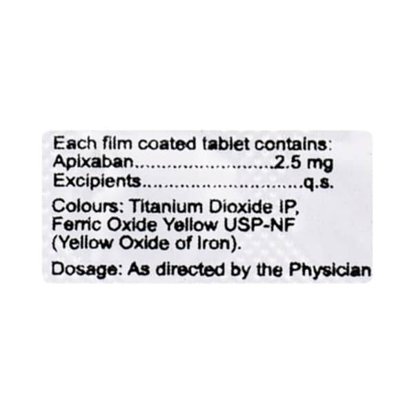 Apixapil 2.5mg Strip Of 10 Tablets