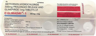 O Glimaday 1mg Tablet 14'S