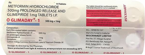 O Glimaday 1mg Tablet 14'S