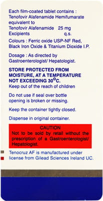 Tenocruz Af 25mg Bottle Of 30 Tablets