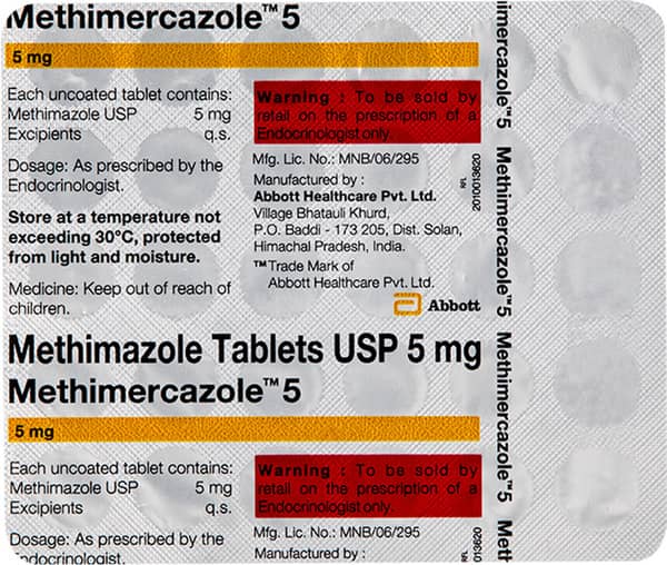 Methimercazole 5Mg Strip Of 30 Tablets