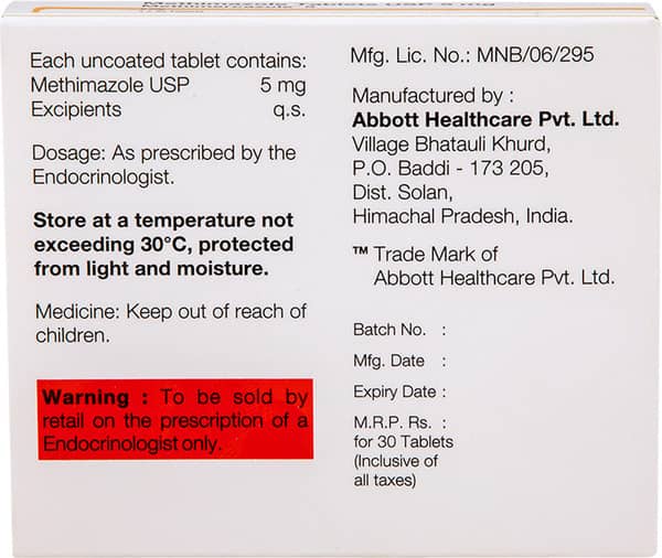 Methimercazole 5Mg Strip Of 30 Tablets