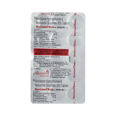 Benitowa Beta 8/50mg Strip Of 15 Tablets