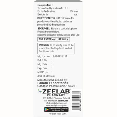 Terbifex Bottle Of 50gm Dusting Powder