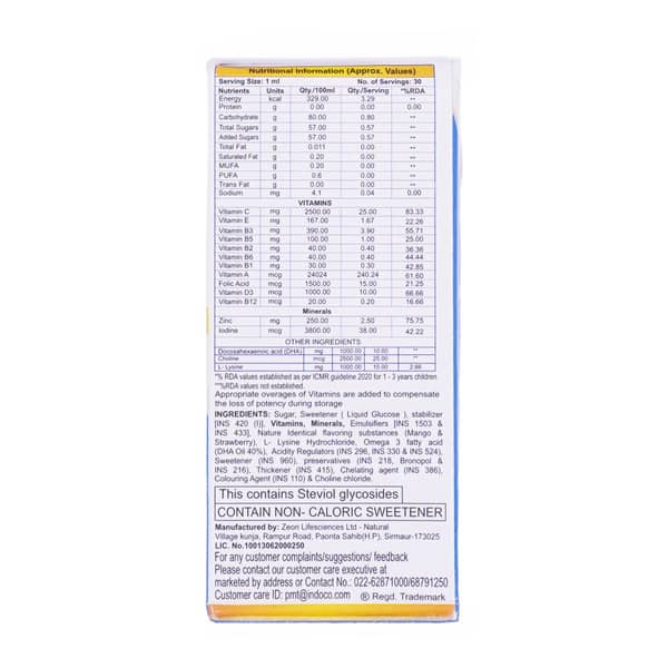 Oh D3 Plus Mango And Strawberry Flavour Bottle Of 30Ml Oral Drops