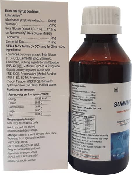 Sunmune Sugar Free Bottle Of 100ml Syrup