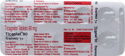 Ticaplat 90mg Strip Of 10 Tablets