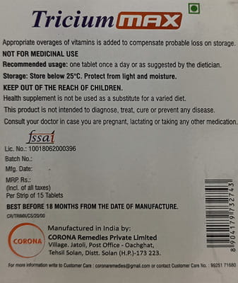 Tricium Max Strip Of 15 Tablets