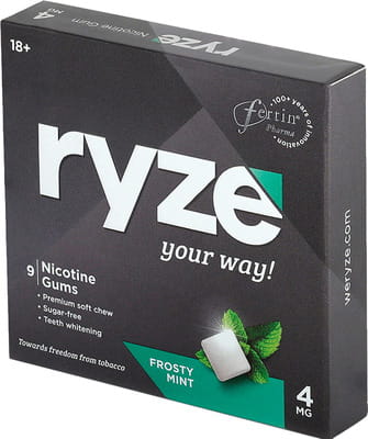Ryze 4mg Frosty Mint Flavour Strip Of 9 Chewing Gum