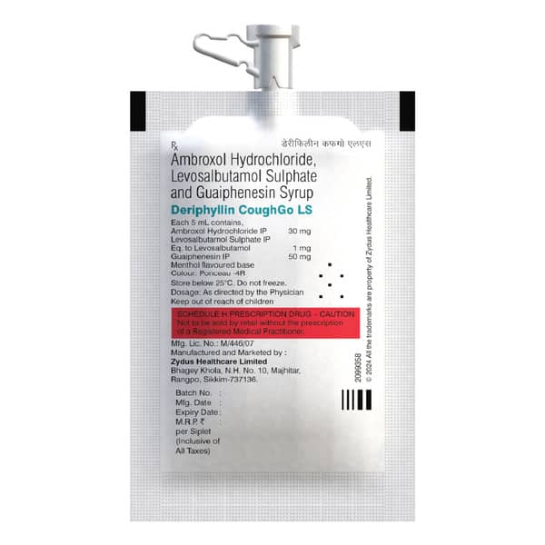 Deriphyllin Coughgo Ls Mixed Fruit Flavour Sugar Free Pouch Of 5ml Syrup