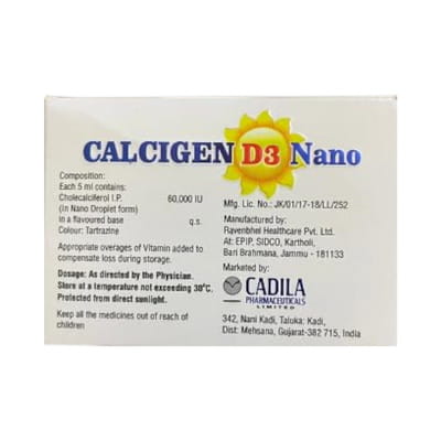 Calcigen D3 Nano Sugar Free Bottle Of 5ml Oral Solution