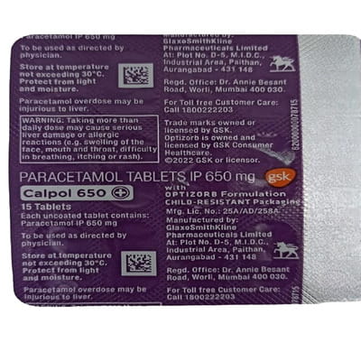 Calpol 650mg Plus Strip Of 15 Tablets