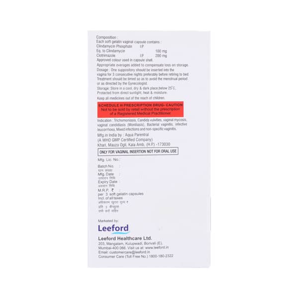 Leezole Vg Strip Of 3 Vaginal Capsules