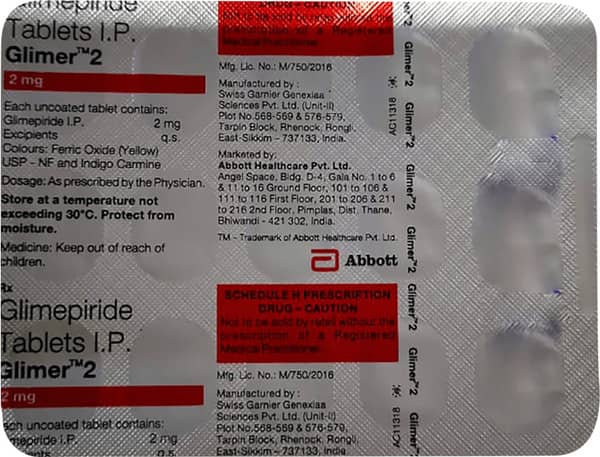 Glimer 2mg Strip Of 15 Tablets