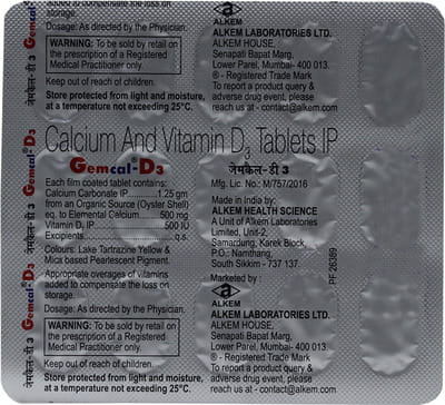 Gemcal D3 Strip Of 15 Tablets
