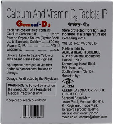 Gemcal D3 Strip Of 15 Tablets
