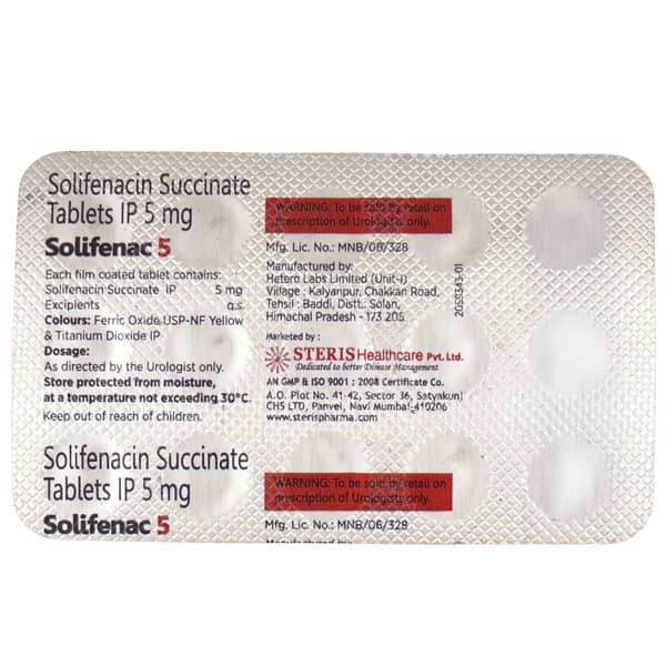 Solifenac 5mg Strip Of 15 Tablets