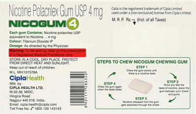 Nicogum 4mg Freshmint Flavour Sugar Free Strip Of 12 Chewing Gum