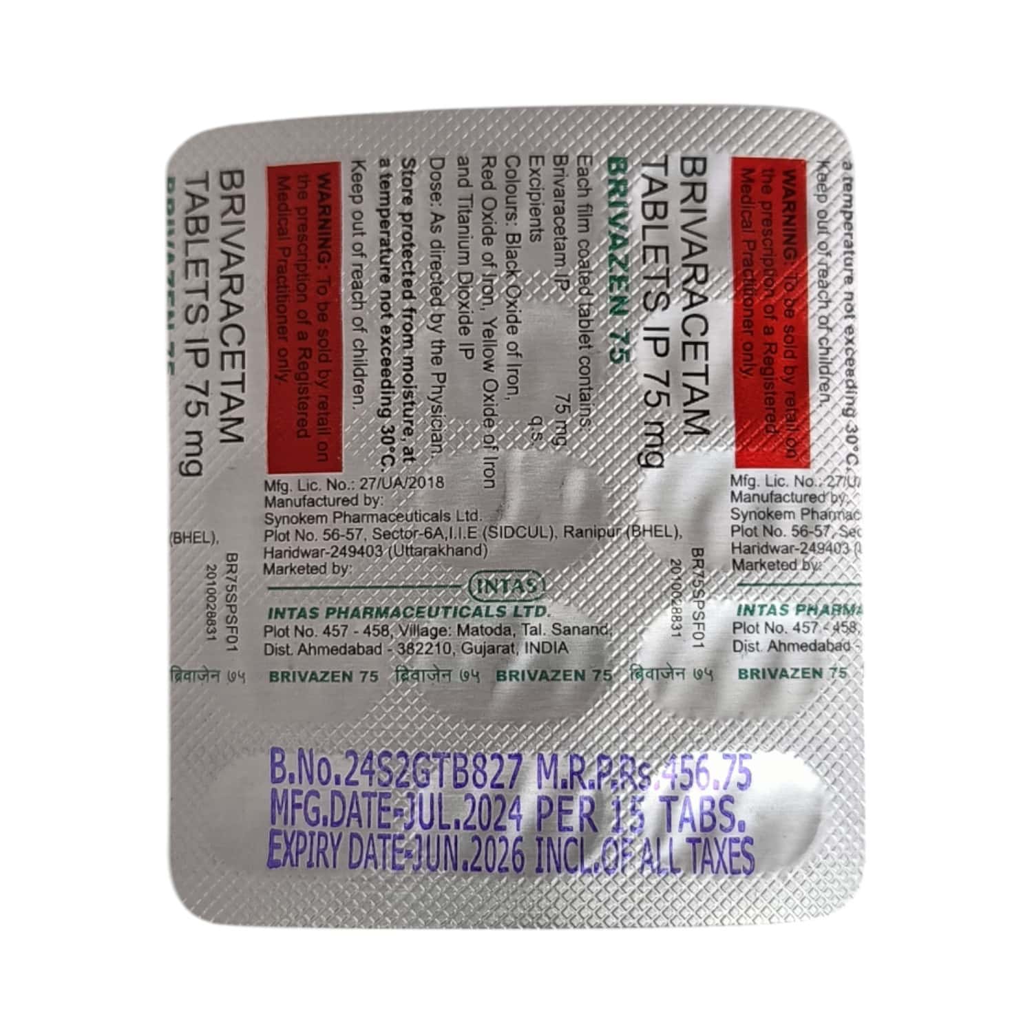 Brivazen 75 MG Tablet (15): Uses, Side Effects, Price & Dosage | PharmEasy