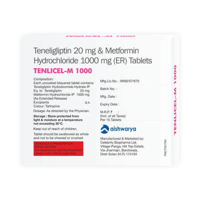 Tenlicel M 1000mg Strip Of 15 Tablets