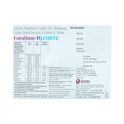 Coralium D3 Forte Strip Of 10 Tablets