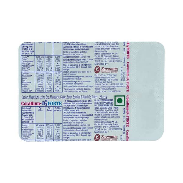 Coralium D3 Forte Strip Of 10 Tablets