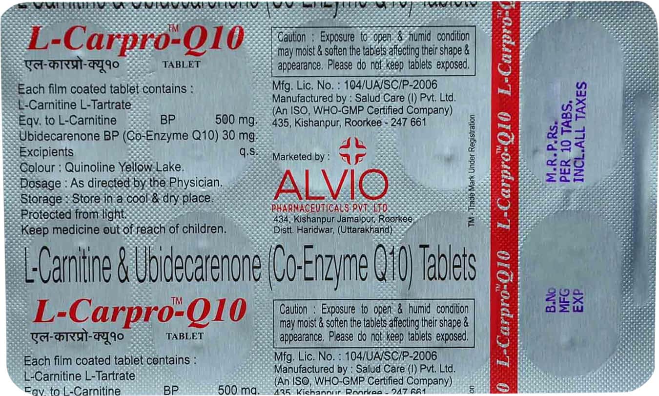 l carnitine l tartrate coenzyme q10 CO-ENZYME Q-10+L-CARNITINE L-TARTRATE – Uses, Side Effects, Medicines &  FAQs