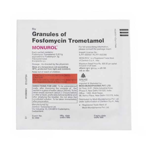 Monurol Sachet Of 8Gm Granules