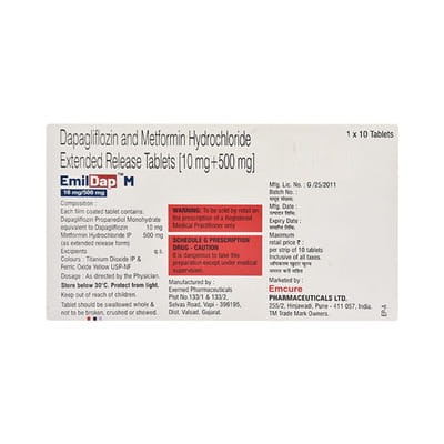 Emildap M 10 Mg/500 Mg Strip Of 10 Tablets