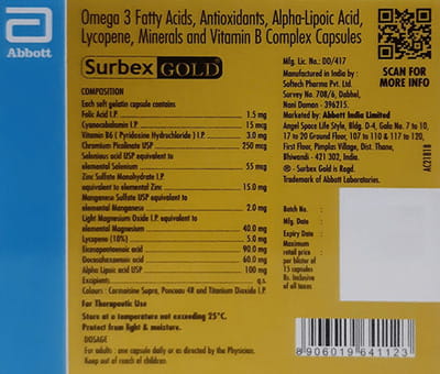 Surbex Gold Strip Of 15 Capsules