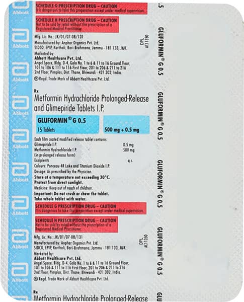 Gluformin G 0.5mg Strip Of 15 Tablets