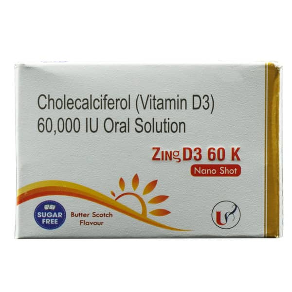 Zing D3 60K Nano Shot Butter Scotch Flavour Sugar Free Bottle Of 5Ml Oral Solution