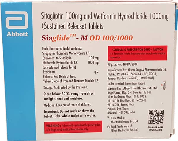 Siaglide M Od 100/1000mg Strip Of 15 Tablets