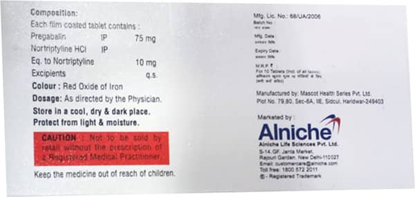 Gabaniche Nt 75/10Mg Strip Of 10 Tablets