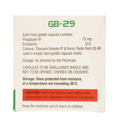 Gb 29 75mg Strip Of 15 Capsules