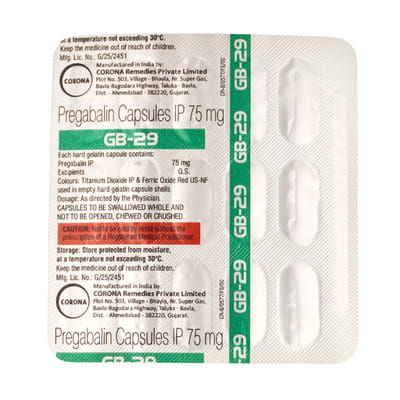 Gb 29 75mg Strip Of 15 Capsules