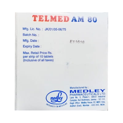 Telmed Am 80mg Strip Of 10 Tablets