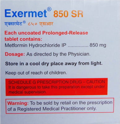Exermet 850mg Sr Strip Of 15 Tablets
