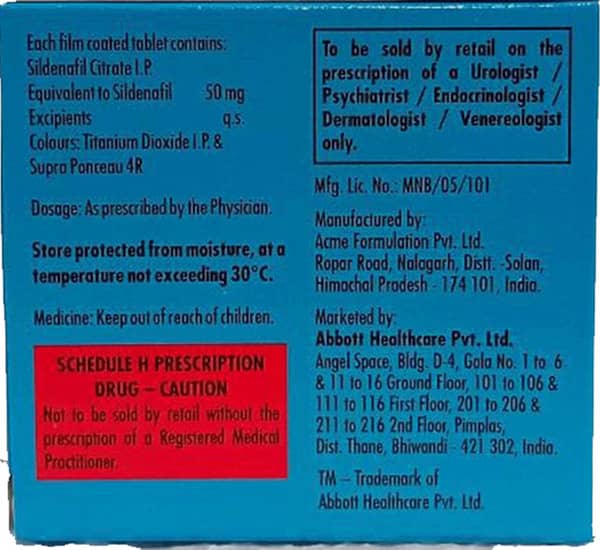 Vicogra 50mg Strip Of 4 Tablets