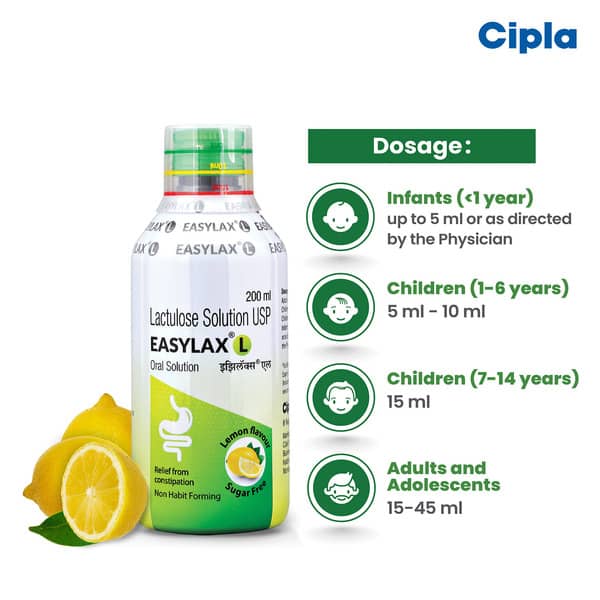 Easylax L Lemon Flavour Sugar Free Bottle Of 200ml Oral Solution