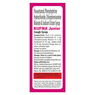 Kufma Jr Bubblegum Flavour Bottle Of 60ml Cough Syrup