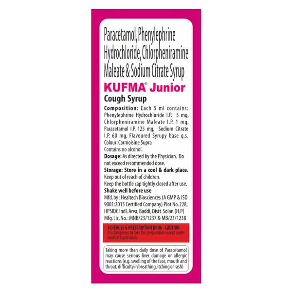 Kufma Jr Bubblegum Flavour Bottle Of 60ml Cough Syrup