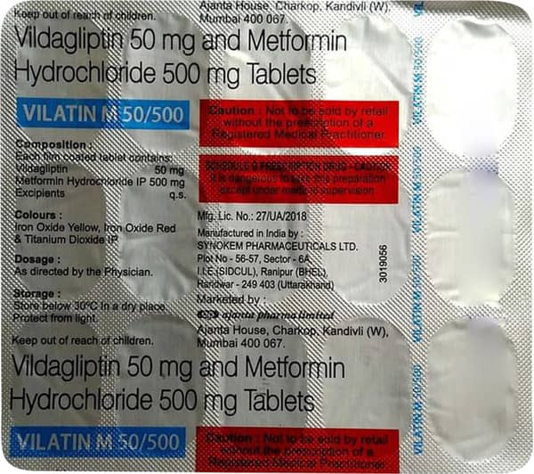 Vilatin M 50/500mg Strip Of 15 Tablets